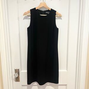 Vince Black Sheath Dress Leather Zipper Trim 0